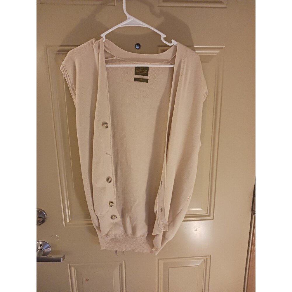 Evergreen Quality knitwear vintage 90s men's sweater vest tan beige large cotton